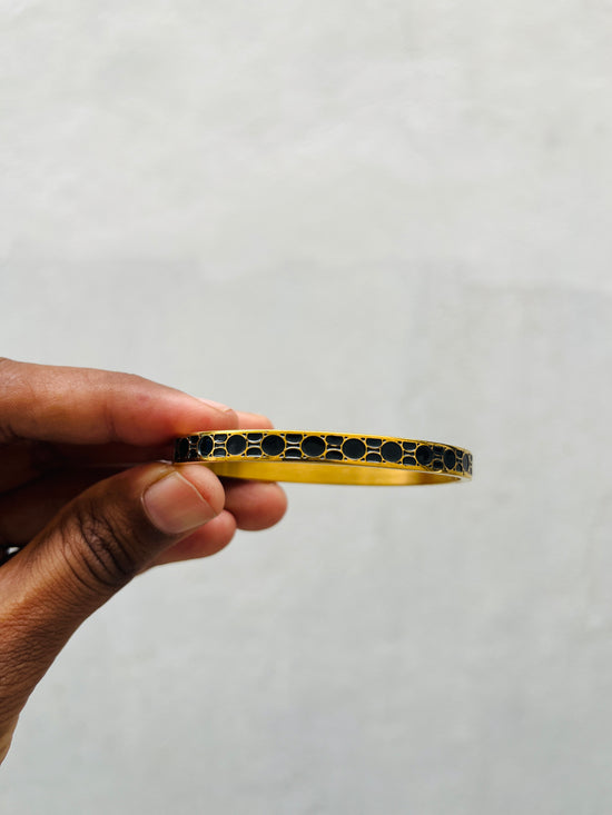 Black Circle Gold Enamel Bracelet