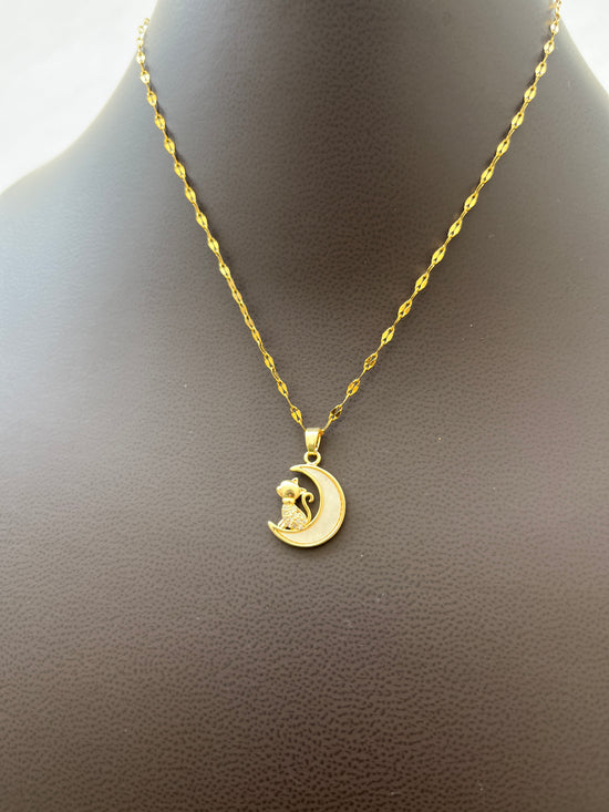 Cat And Moon Necklace