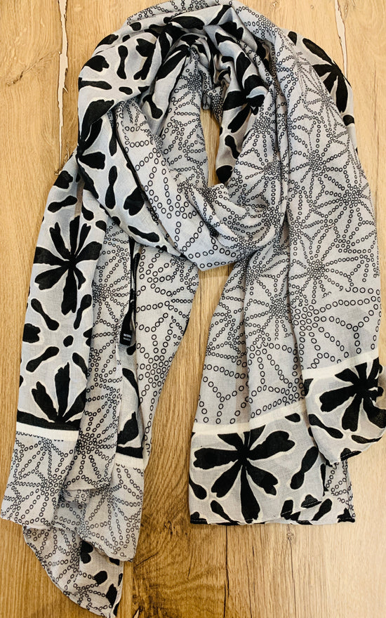 Black floral scarf/ stole