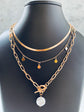 Snake coin and Peral Three layer Necklace