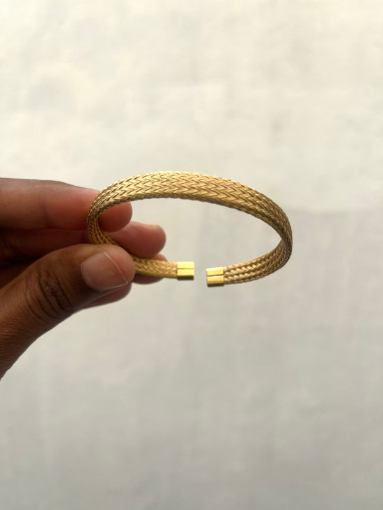 Braided Open Cuff  Bracelet - Gold