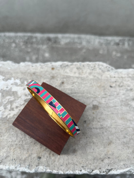 Color Block striped Enamel Bracelet