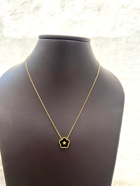Double sided flower enamel  Necklace