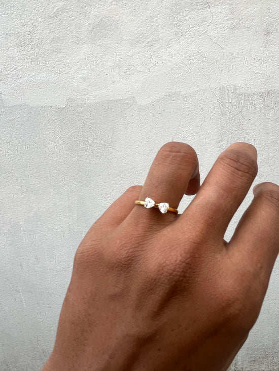 Double Zircon Stone Finger Ring