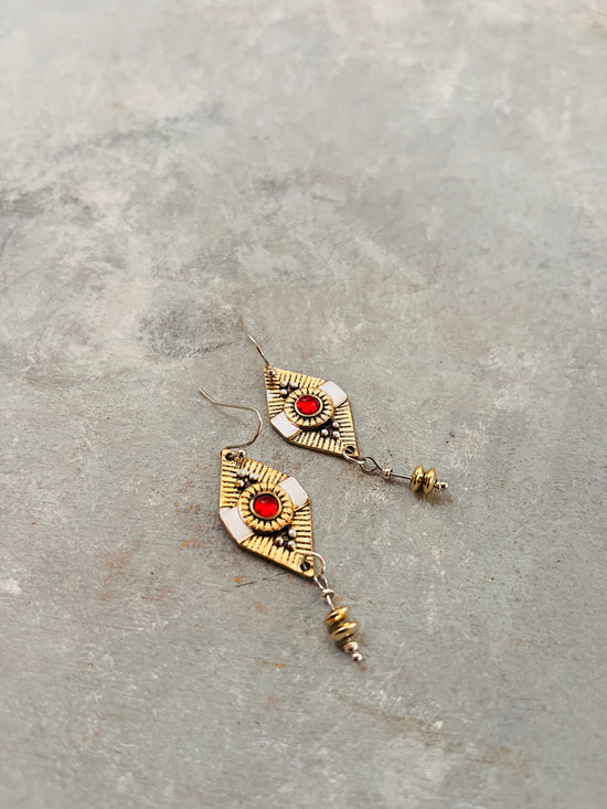 Red stone ethnic earrings