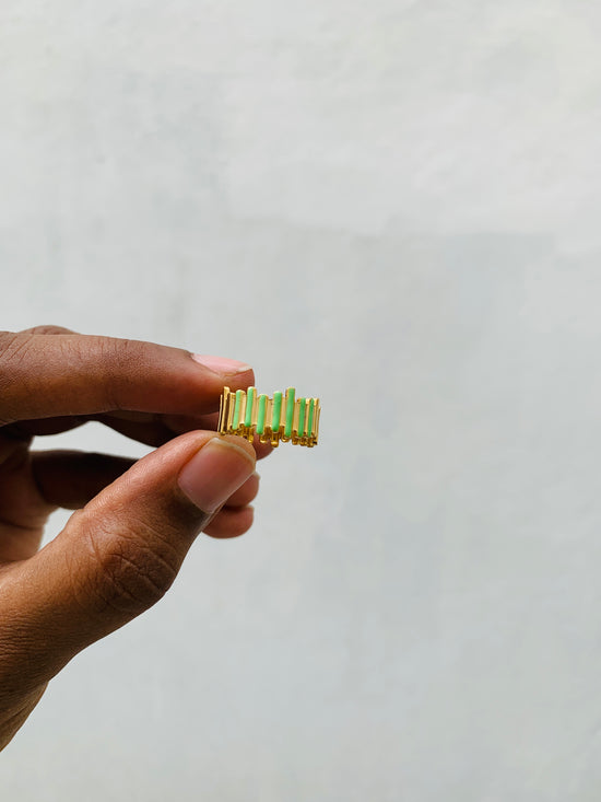 Striped Green Finger ring