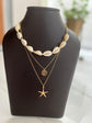 Shell and starfish layered necklace