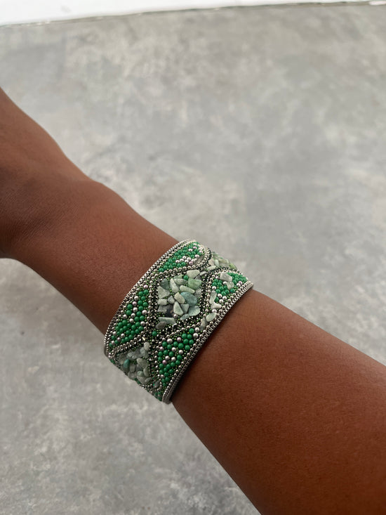 Beaded Aqua Green Bracelett with magnetic clap