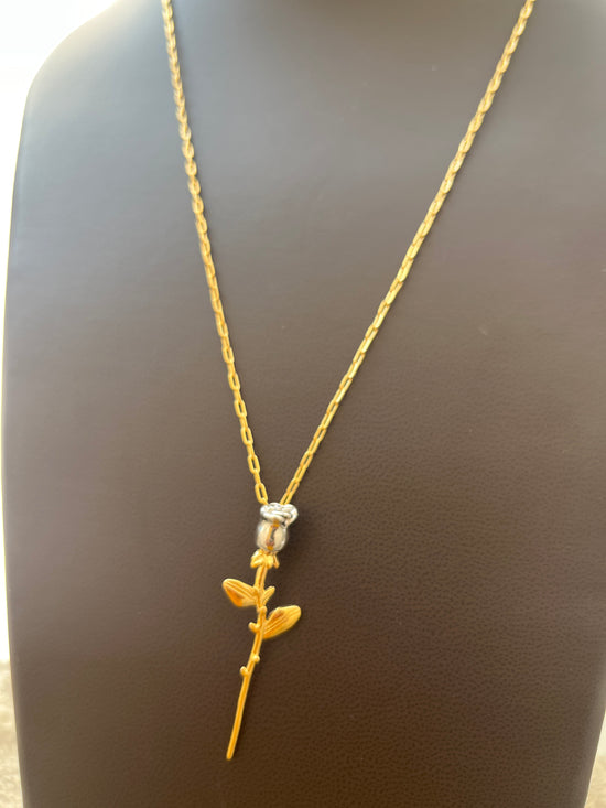 Rose with Long chain Necklace