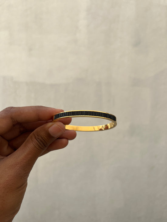 Black slab studded Gold   bracelet