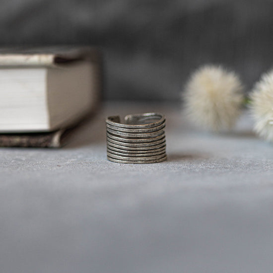 Stacked Spiral Finger Ring - Silver