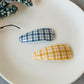 Checked Yellow and Blue Hair Clip Set