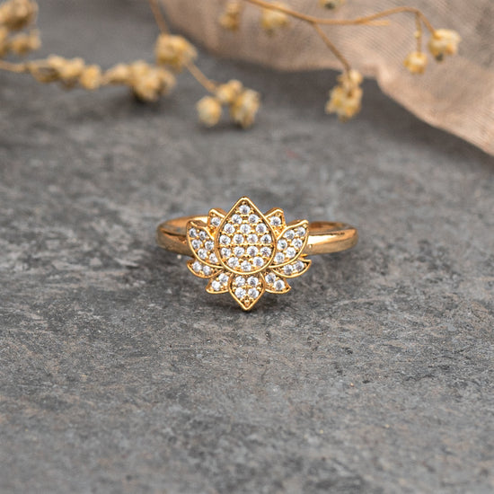 Lotus With White Studs( Small ring )