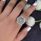 Star Disc Embedded Ring - silver tone