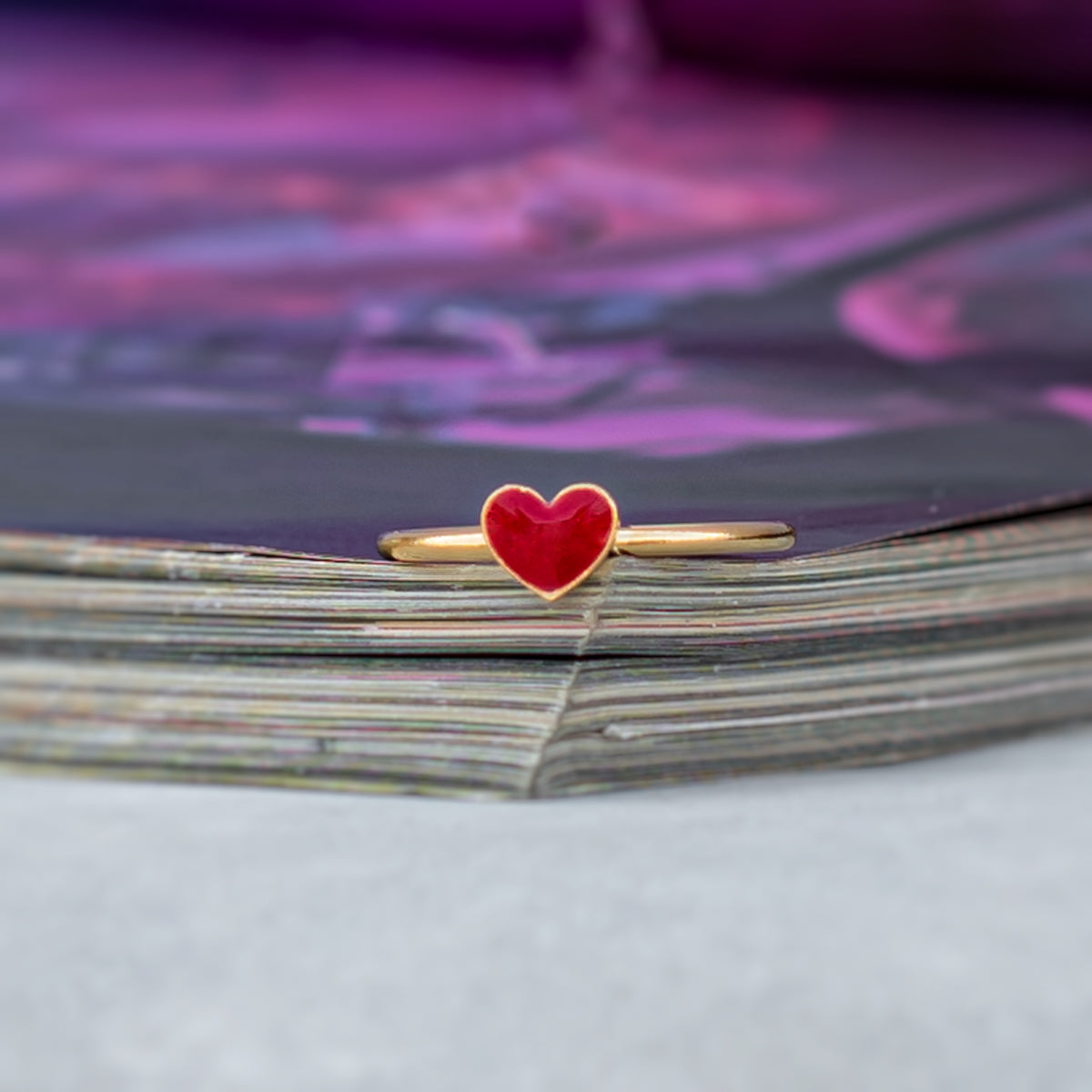 Red heart ring on sale gold