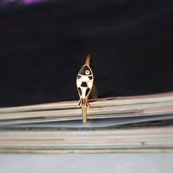 Black Fish Enamel Ring