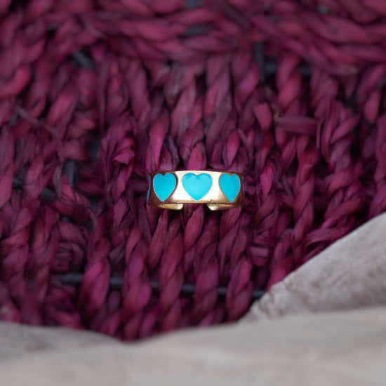 Blue Heart Enamel Ring