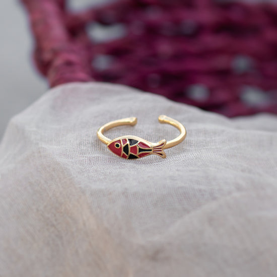 Red Fish Enamel Ring