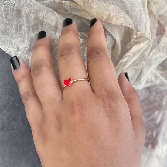 Little Red Heart Enamel Ring