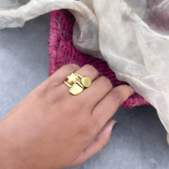 Star Circle Square Gold Rings