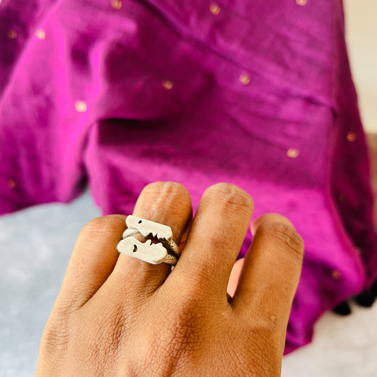 Two Face Ring Silver tone