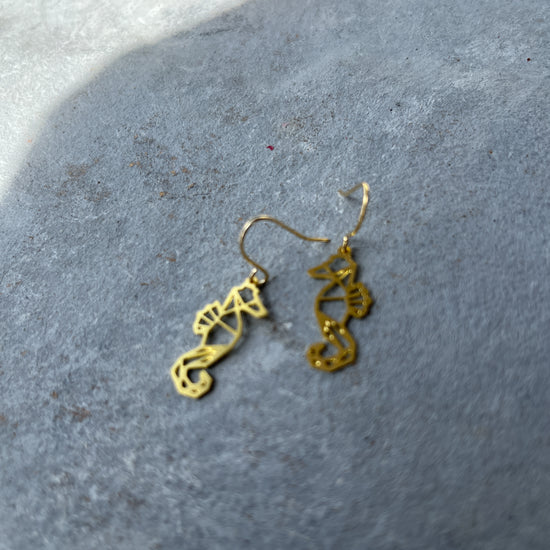 Sea Horse Brass Earrings
