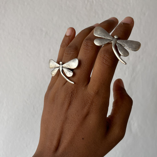 Dragonfly Ring Silver tone