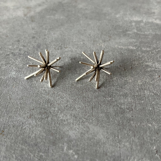 Urchin  Earrings - Silver Tone
