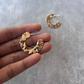Flat Hammered  Medium Sized Gold Plated Hoops Earring