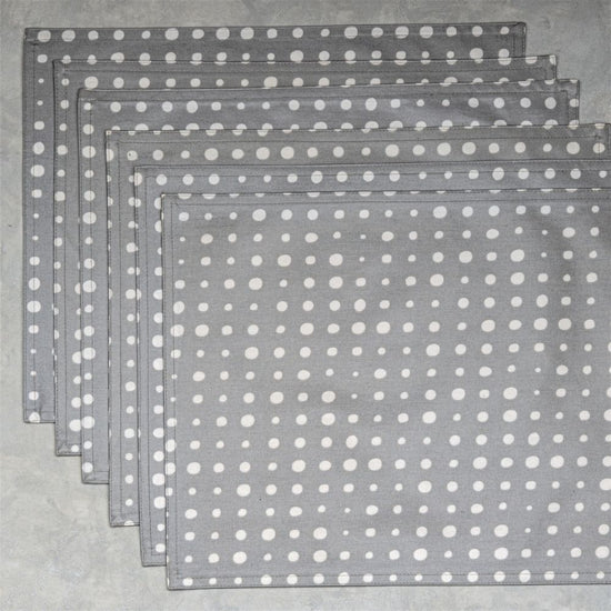 Grey Polka Dots Placemats- Set of 6