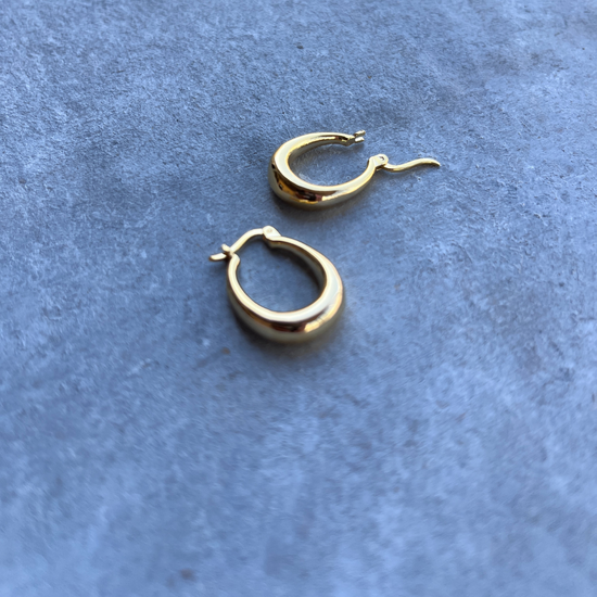 Oval Small Hoops Gold Plated Petite Earring