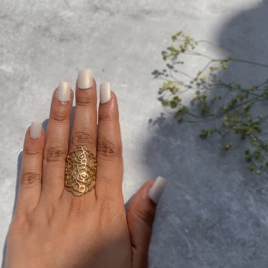 Rose Floral Cut Out Finger Rings - Gold/Brass tone