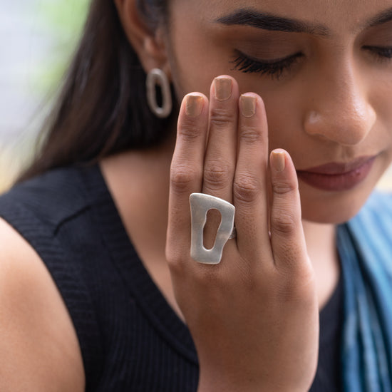 Large Organic shaped Ring -Silver