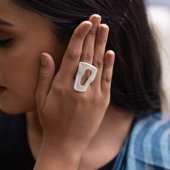 Large Organic shaped Ring -Silver