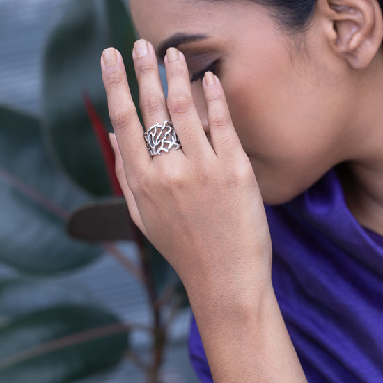 Coral Cut Rings Silver