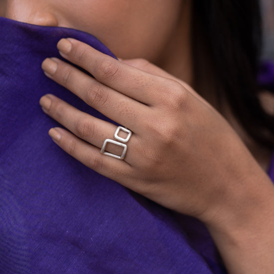 Square Loop Rings Silver