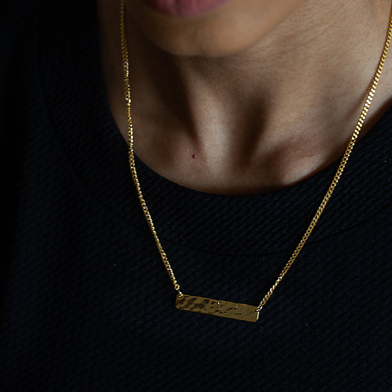 Hammered Bar Gold Coated Chain