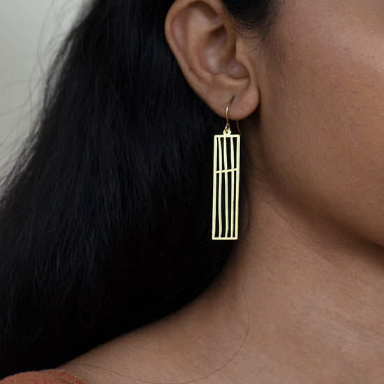 Celeste (Gold Rectangle Bar Earrings)