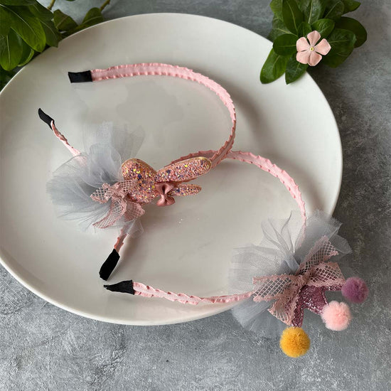 Peach Sequin Bunny Hair Band Set