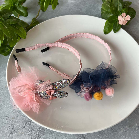 Pink/Navy Sequin Bunny Hair Band Set