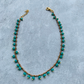Aqua Blue Rondelle  Beads Brass Anklet - Single Piece