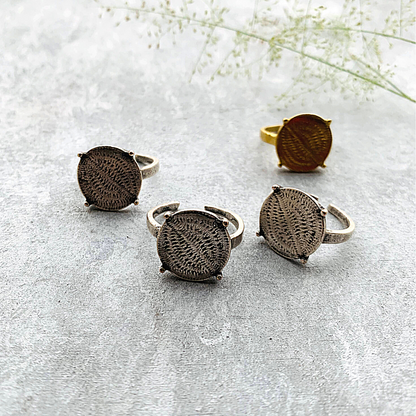 Textured Edged coin Ring - Silver Tone