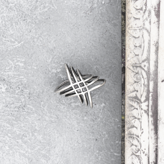 X ed Ring - silver tone