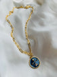 Navy blue studded Pearl pendant and Link chain