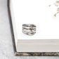 Striped Finger Ring- Silver plated
