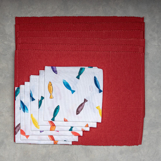 Fish Placemats - Set of 6 Table mats and 6 Napkins